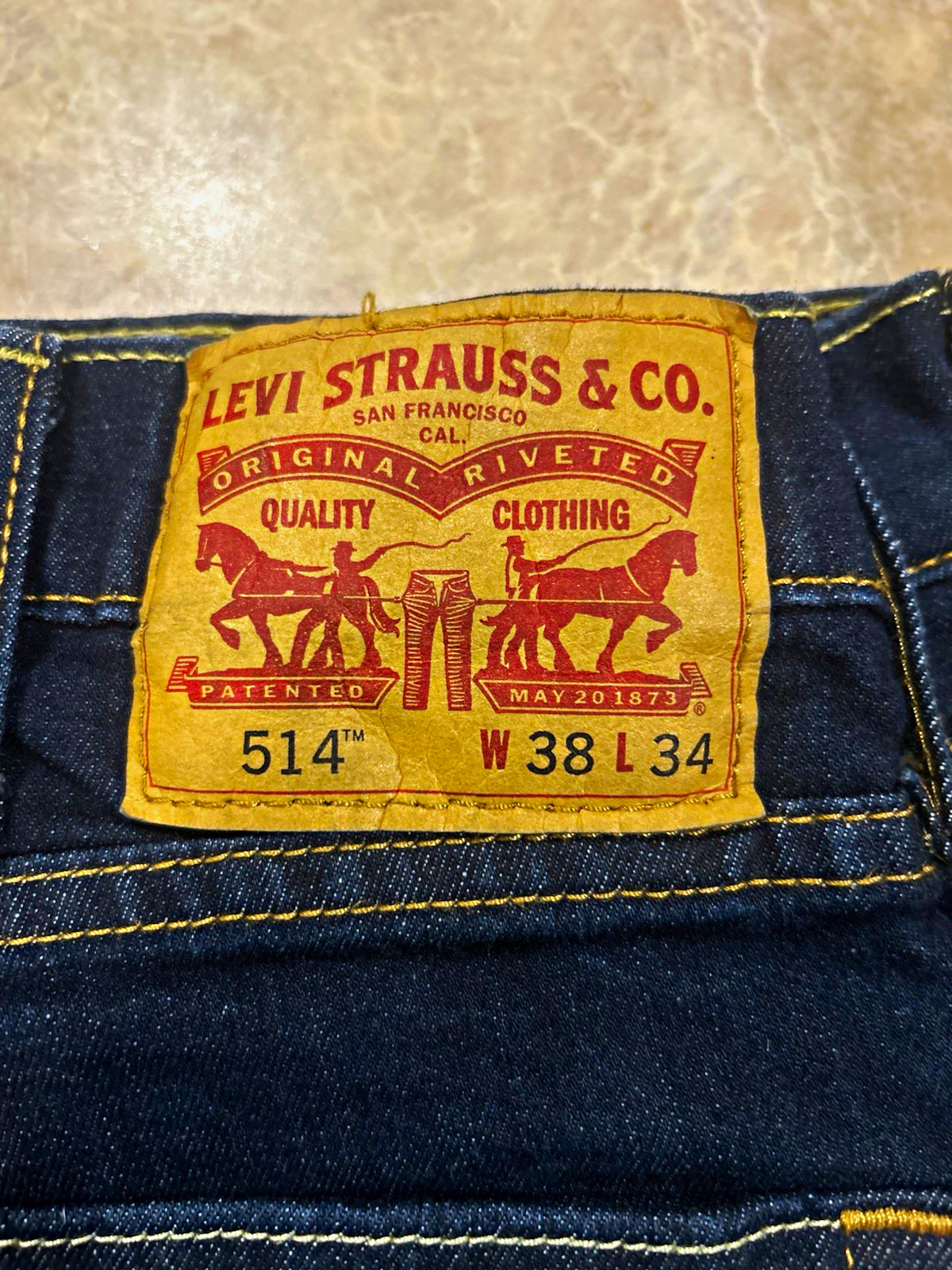 Levi’s 514 38 34 Men’s Dark Wash Stretch Denim Jeans Slim Straight Mid Rise