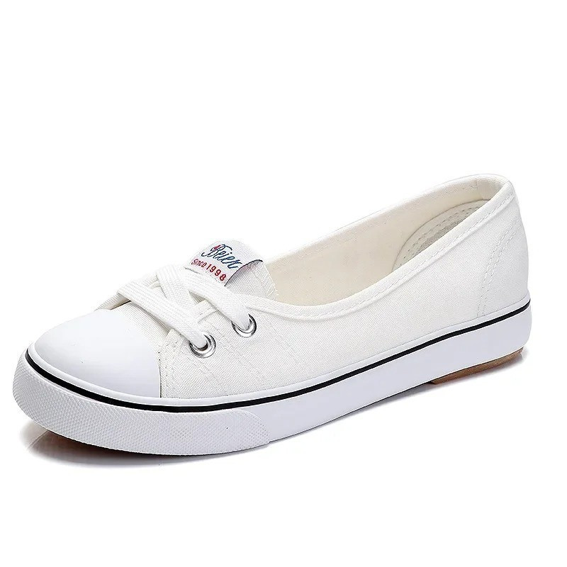 Women’S White Canvas Sneakers Platform Casual Shoes Lightweight Summer Flats
