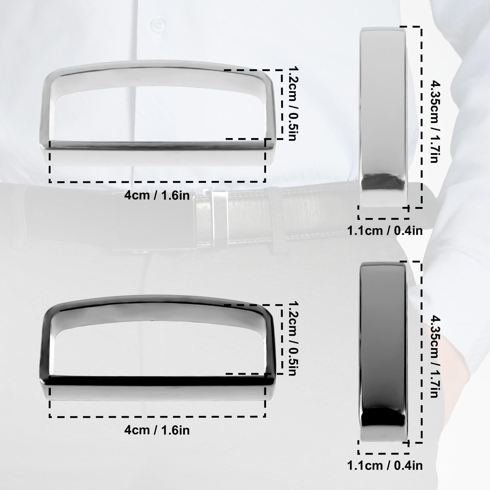 4PCS Anti-Slip Belt Keepers – 1.5″ Stainless Steel Loops for Men’s Belts, Blac