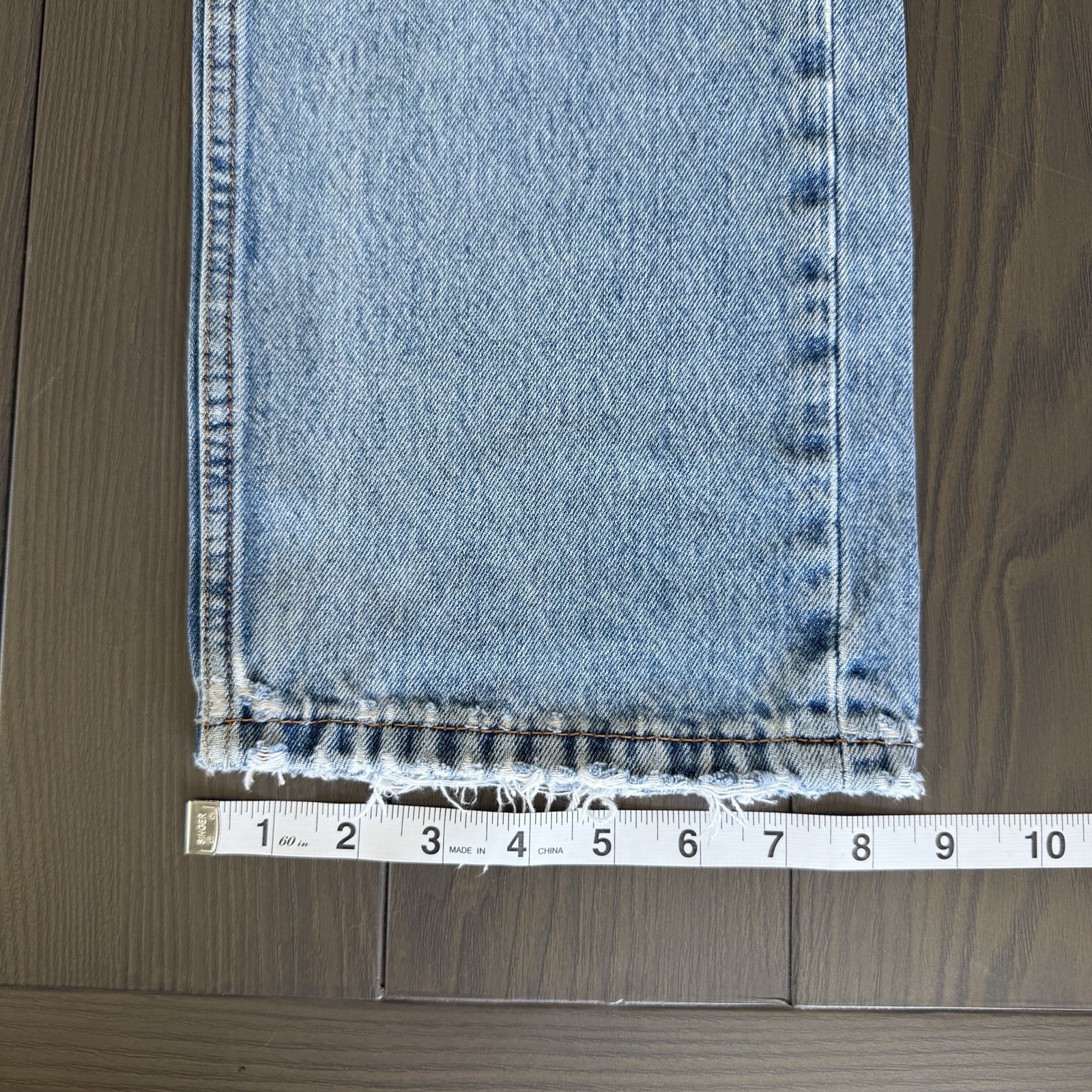 Levis 505 Straight Leg Relaxed Fit Jeans Mens 33×30 Blue Grunge Distressed Denim