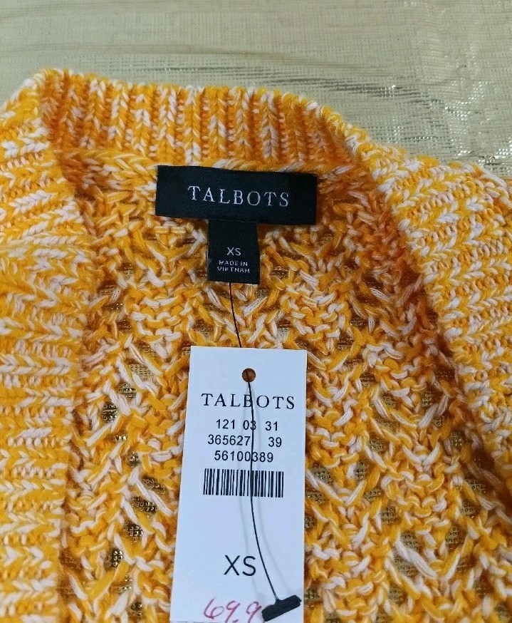 Talbots Sweater & Tank Top Set Women’s XS Diamond Knitted Peach New w/ Tags NWT
