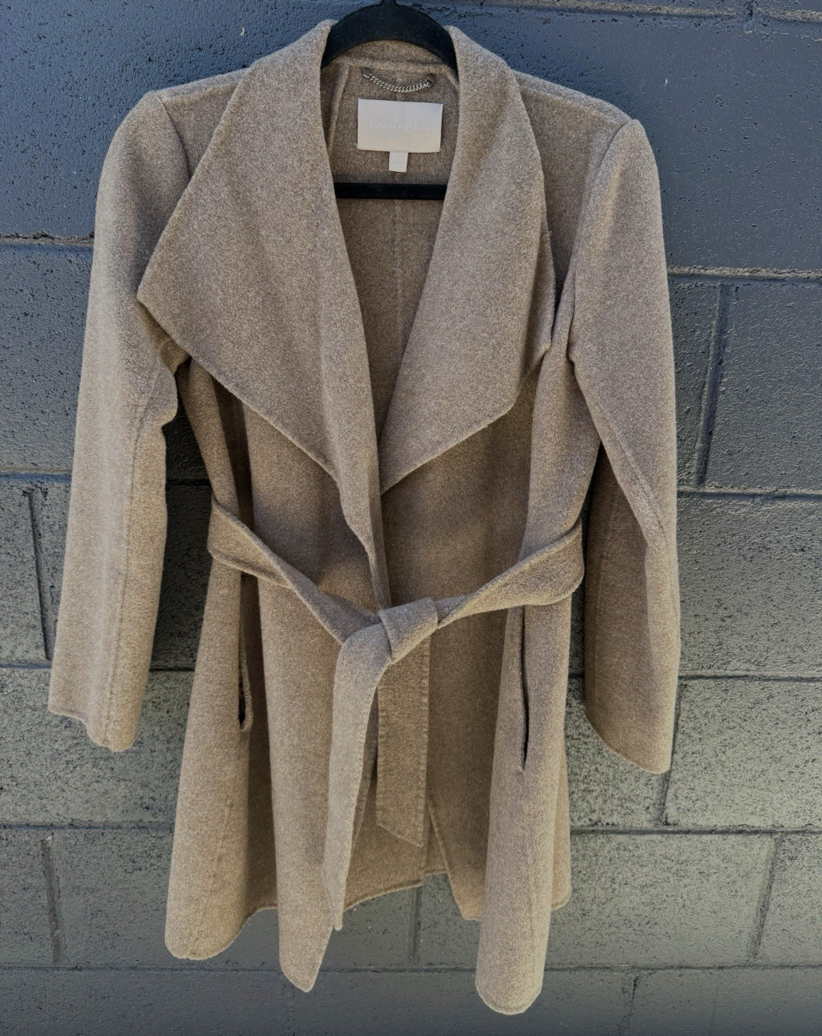 Banana Republic Women’s Wrap Coat with Belted & Pockets Collared Gray Mid XS