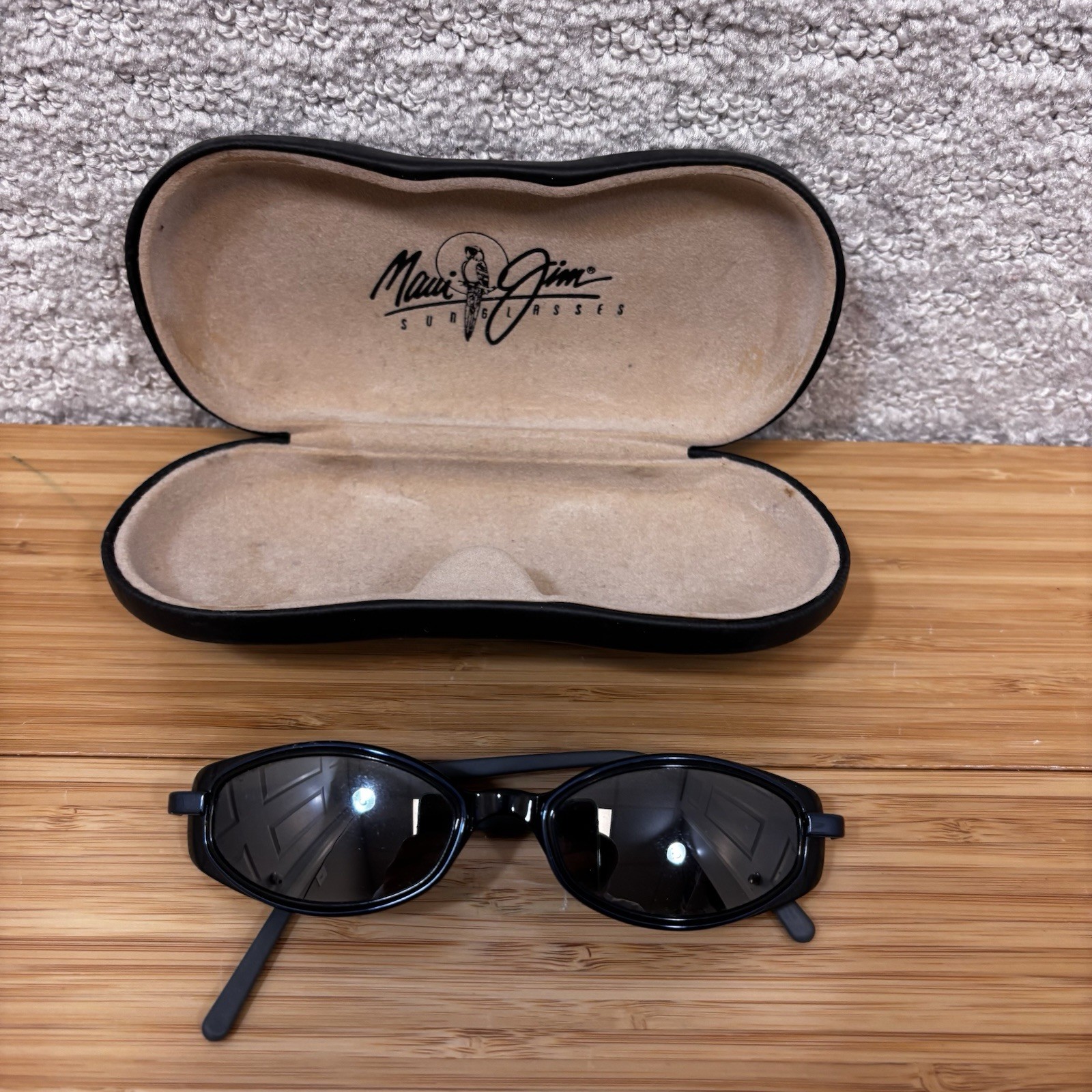 Maui Jim MJ-124-02 Sunglasses Frames Gunmetal Blue On Black Oval Need Repair