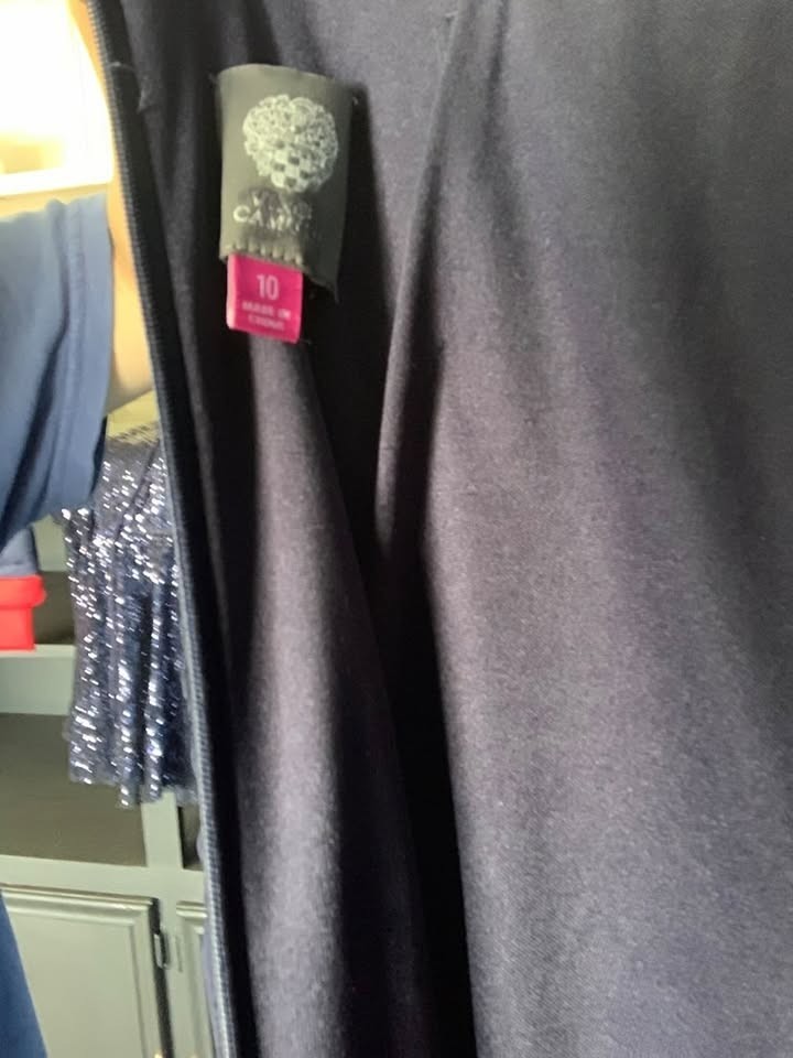 Vince Camputo size 10 Navy blue maxi dress with beaded sleeves