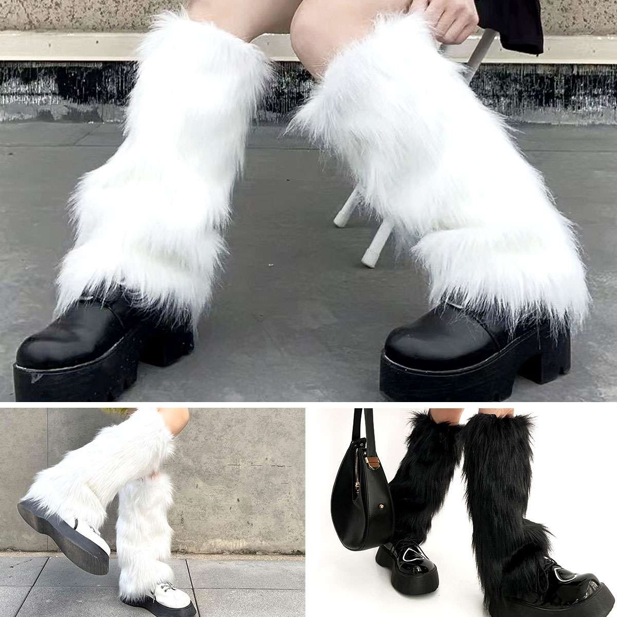 Womens Faux Fur Leg Warmer Boots Socks Fluffies Boot Cover Warming Foot Sleeve