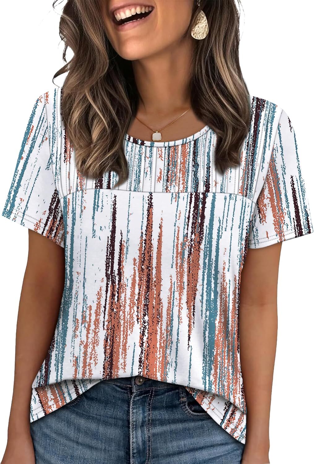 Women’s Plus Size Short Sleeve Crew Tops – Loose Fit Cotton Casual Trendy