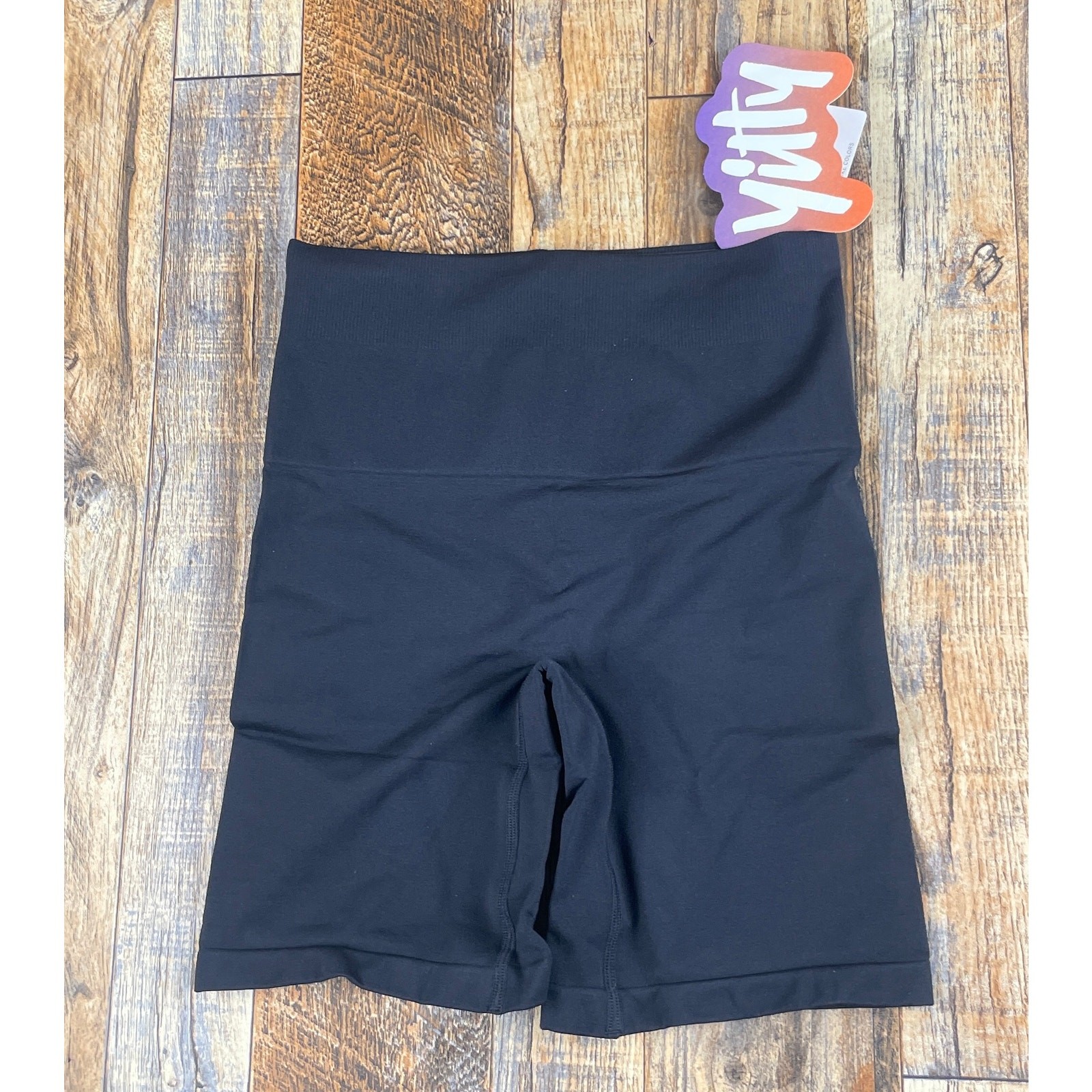 Yitti Women’s M/L Black Nylon Elastane Nearly Naked Shaping High Waist Shorts