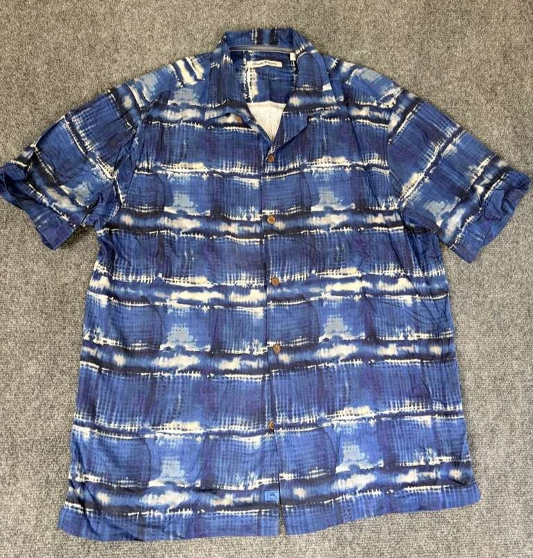 Tommy Bahama Shirt Adult Large Blue Tie Dye Button Up Beach Mens