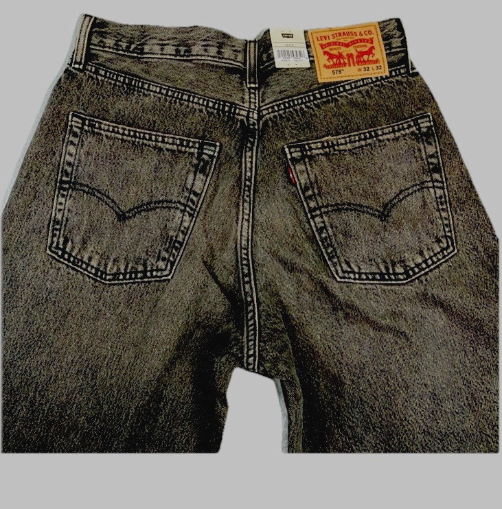 Levi’s 578 Mens Baggy Tapered Black Gray Denim Jeans All Sizes A4750-0029 Nwt