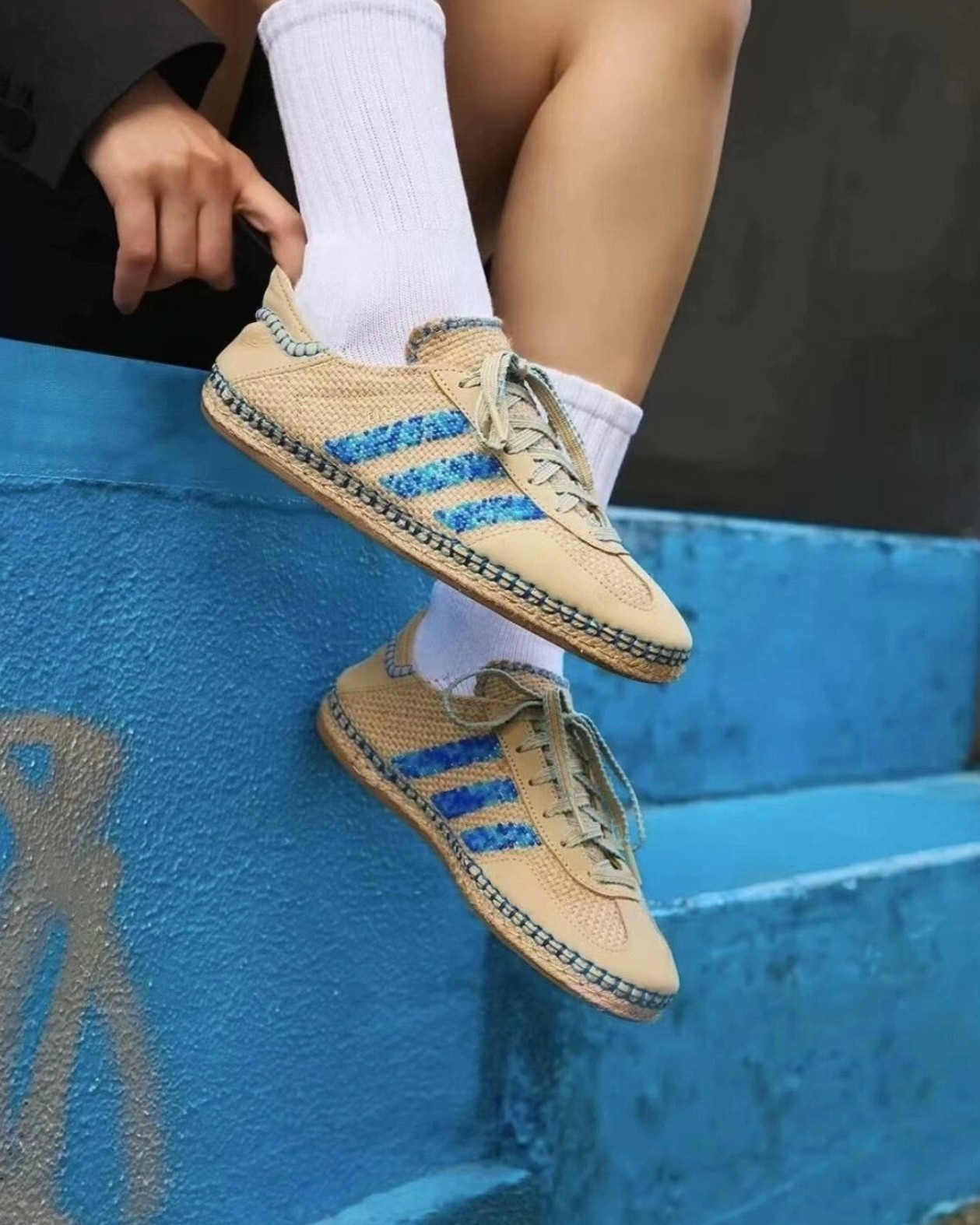 adidas CLOT x Gazelle Linen Khaki Light Blue – IH 3641