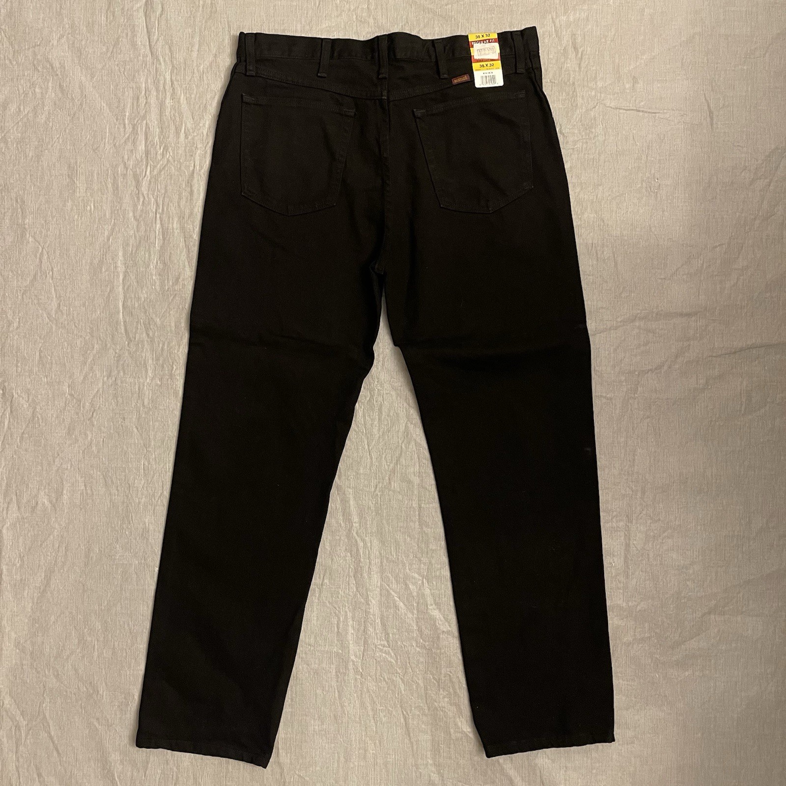 VTG Rustler By Wrangler Black Denim Jeans Regular Fit Straight Leg 38×32 NWT