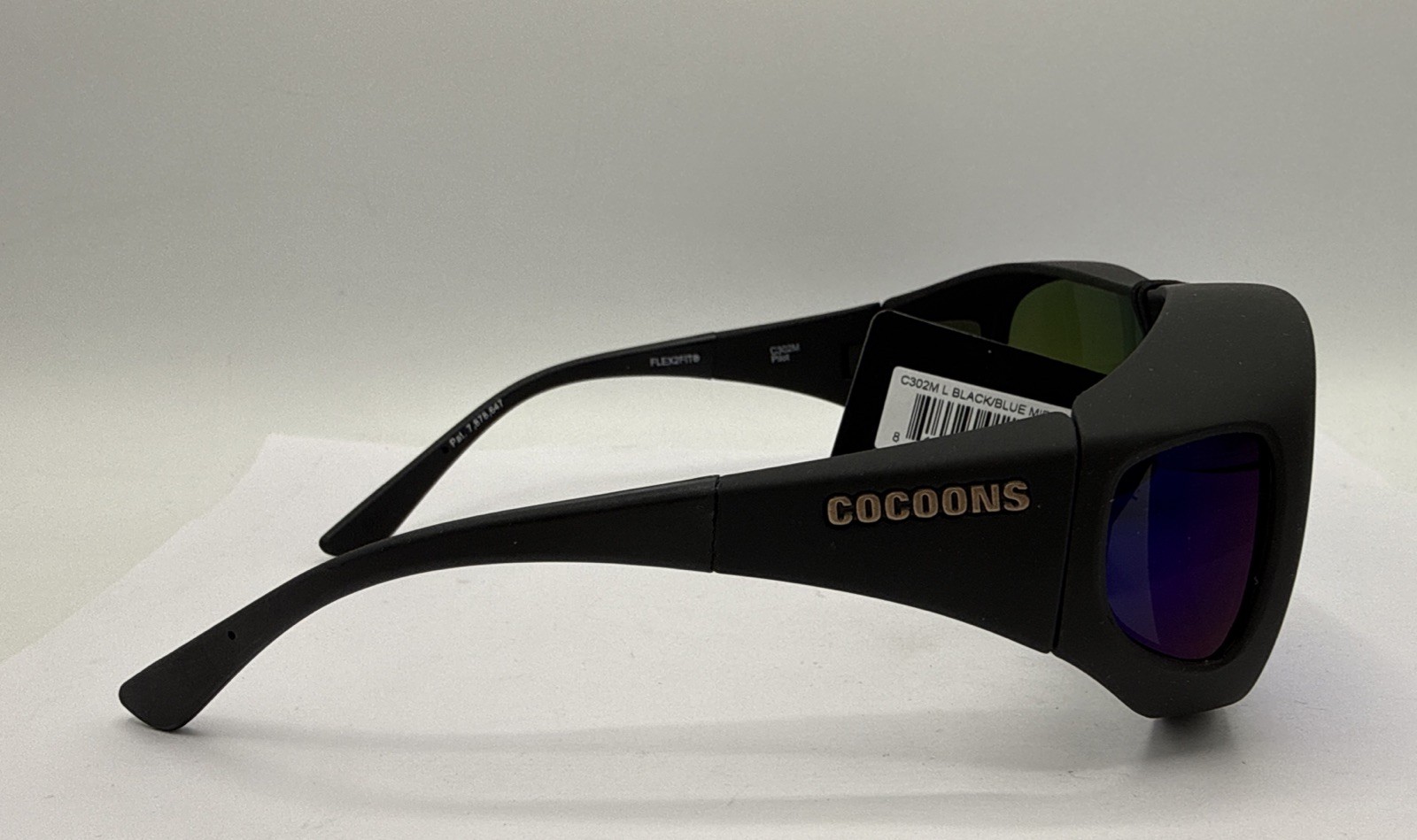 Cocoons C302M Pilot Black Polarized Blue Mirrored Fitover Flex2Fit Glasses NIB