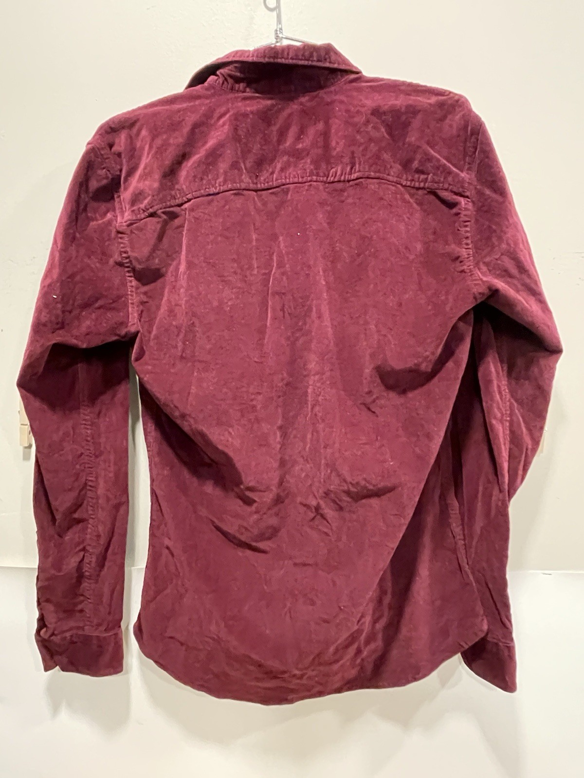 Topman Mens Wine Red Burgundy Medium Velvet Button Down Dress Shirt