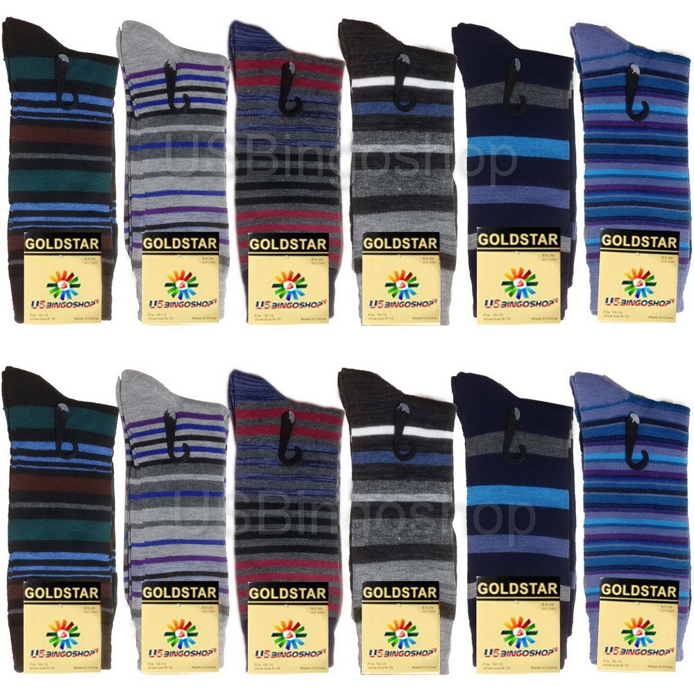 12 Pairs New Cotton Men Argyle Diamond Style Dress Socks Size 10-13 Multi Color