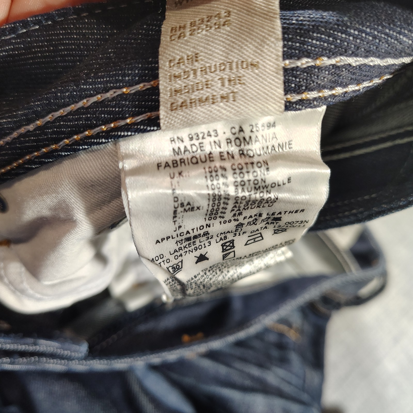Diesel Industry Jeans Mens 40X32 Blue Larkee Straight 0073N Button Fly Low Rise