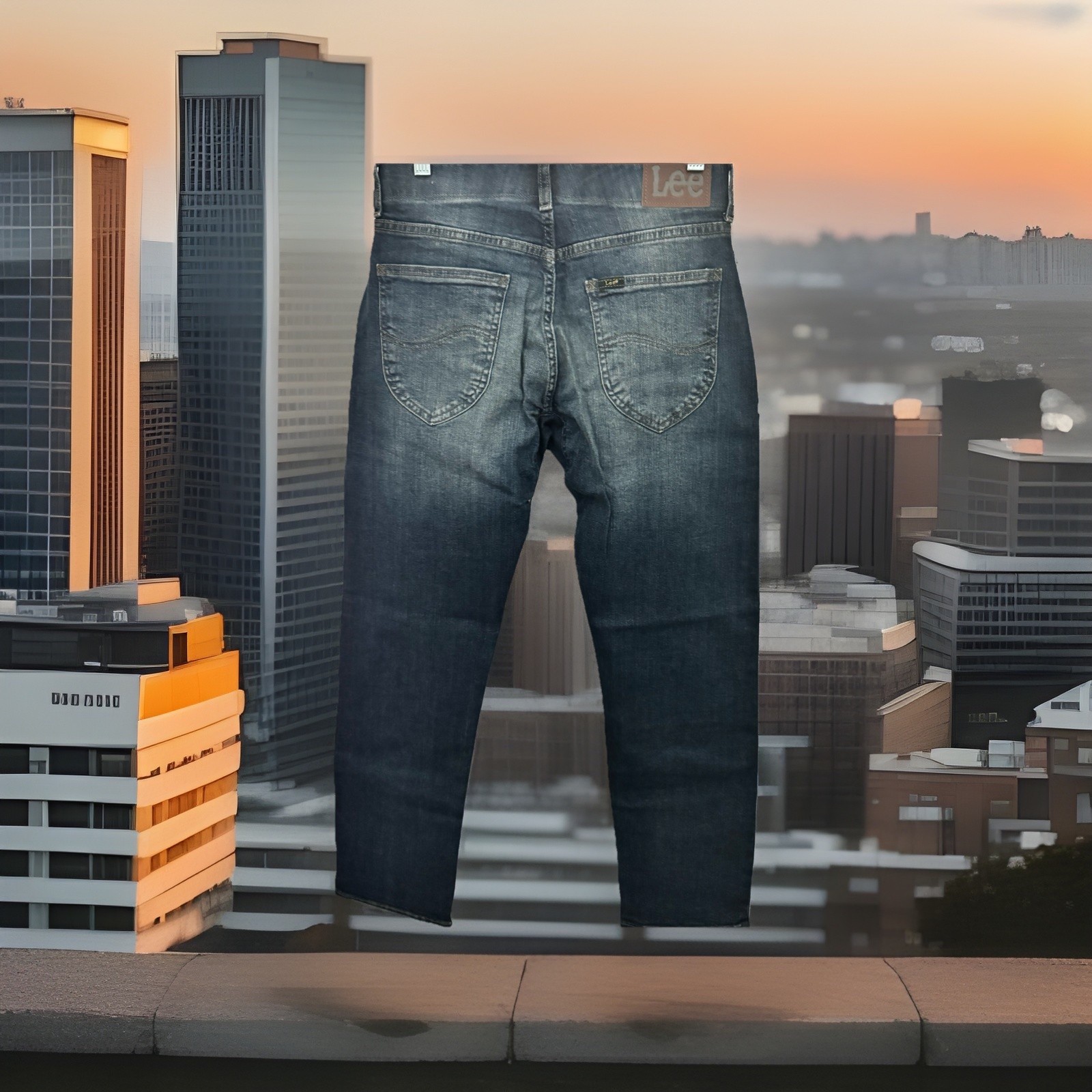 Lee Slim Straight Med Wash Blue Jean Sz 34X34 Motion Flex Waistband Stretch NWT