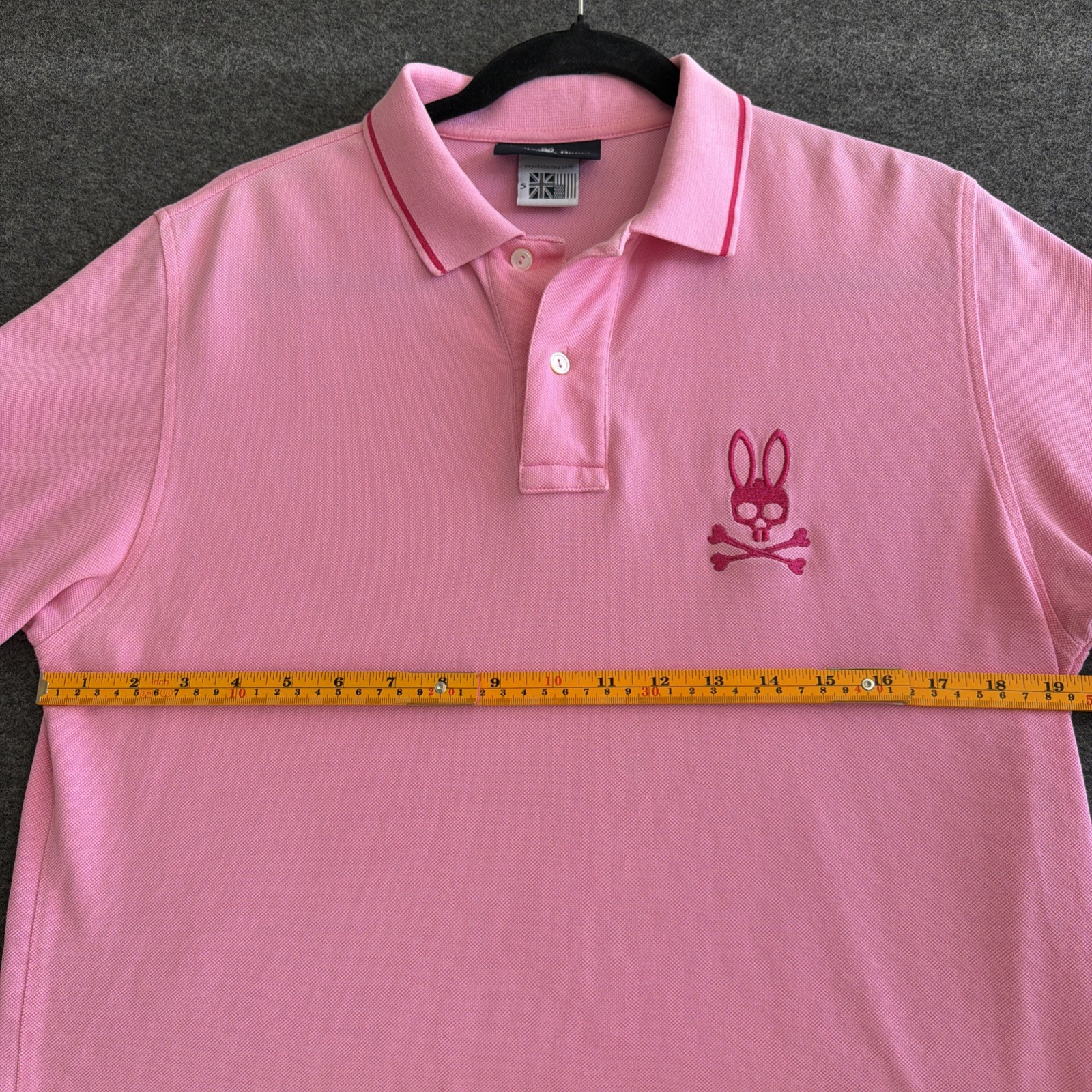 Psycho Bunny Men’s Pink Pima Cotton Polo Shirt Size 5 Medium Embroidered Logo