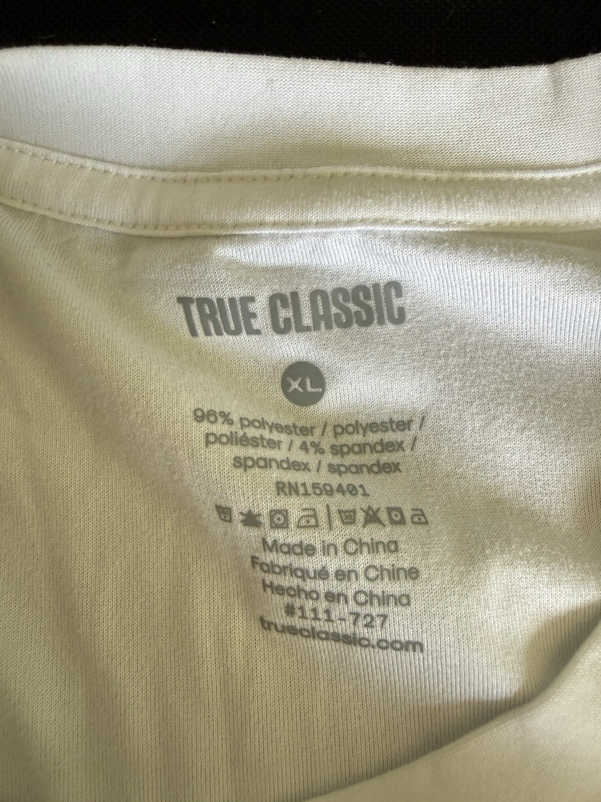 True Classic Mens Crew Neck Short Sleeve White polyester Blend T-Shirt XL