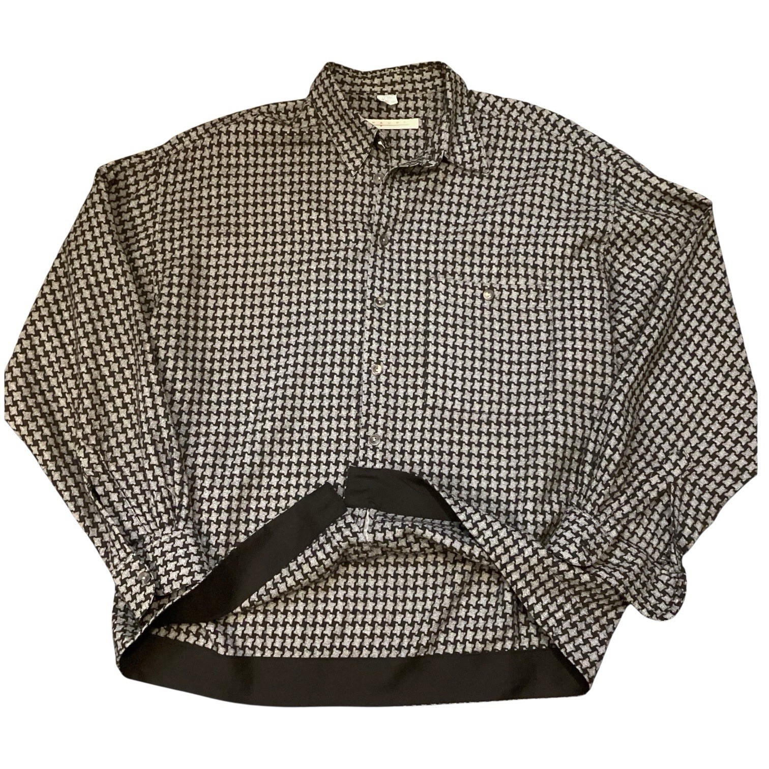 Vintage 90s Haupt Made in Germany Houndstooth Print Men’s Shirt XL 25”x27.5”