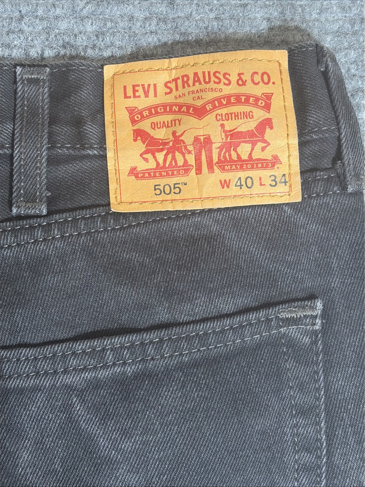 Men’s Levi’s 505 Regular Fit Jeans Black Wash 40×34 Straight Leg