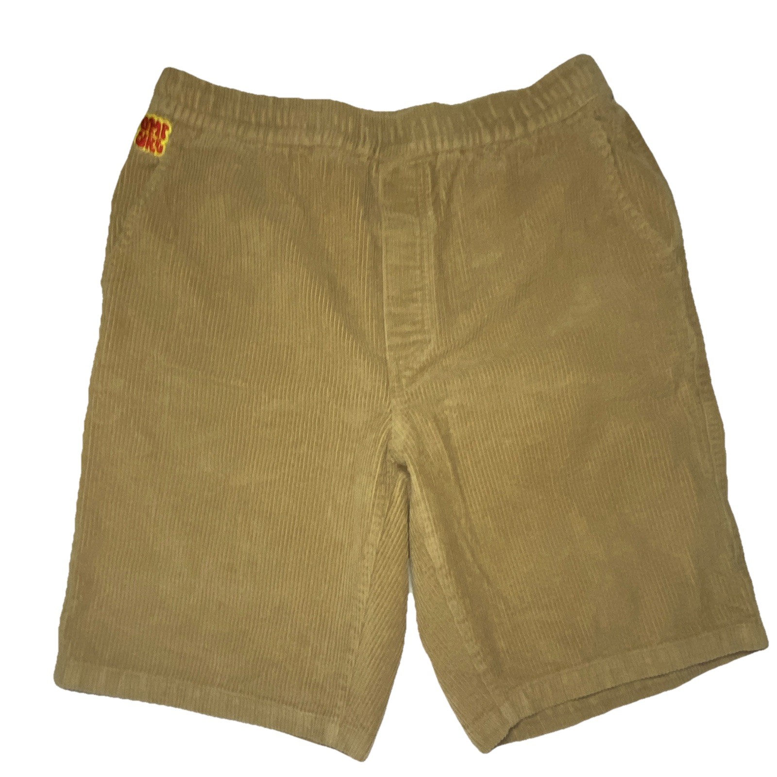 GURU Men’s Tan Corduroy Shorts M Elastic Waist Drawstring Pockets