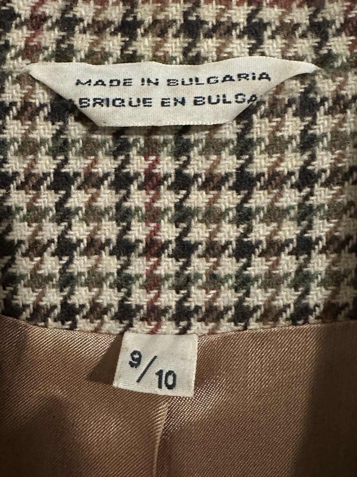 Women’s Houndstooth Blazer Jacket 9/10 Single-Breasted 2-Button Notch Lapel