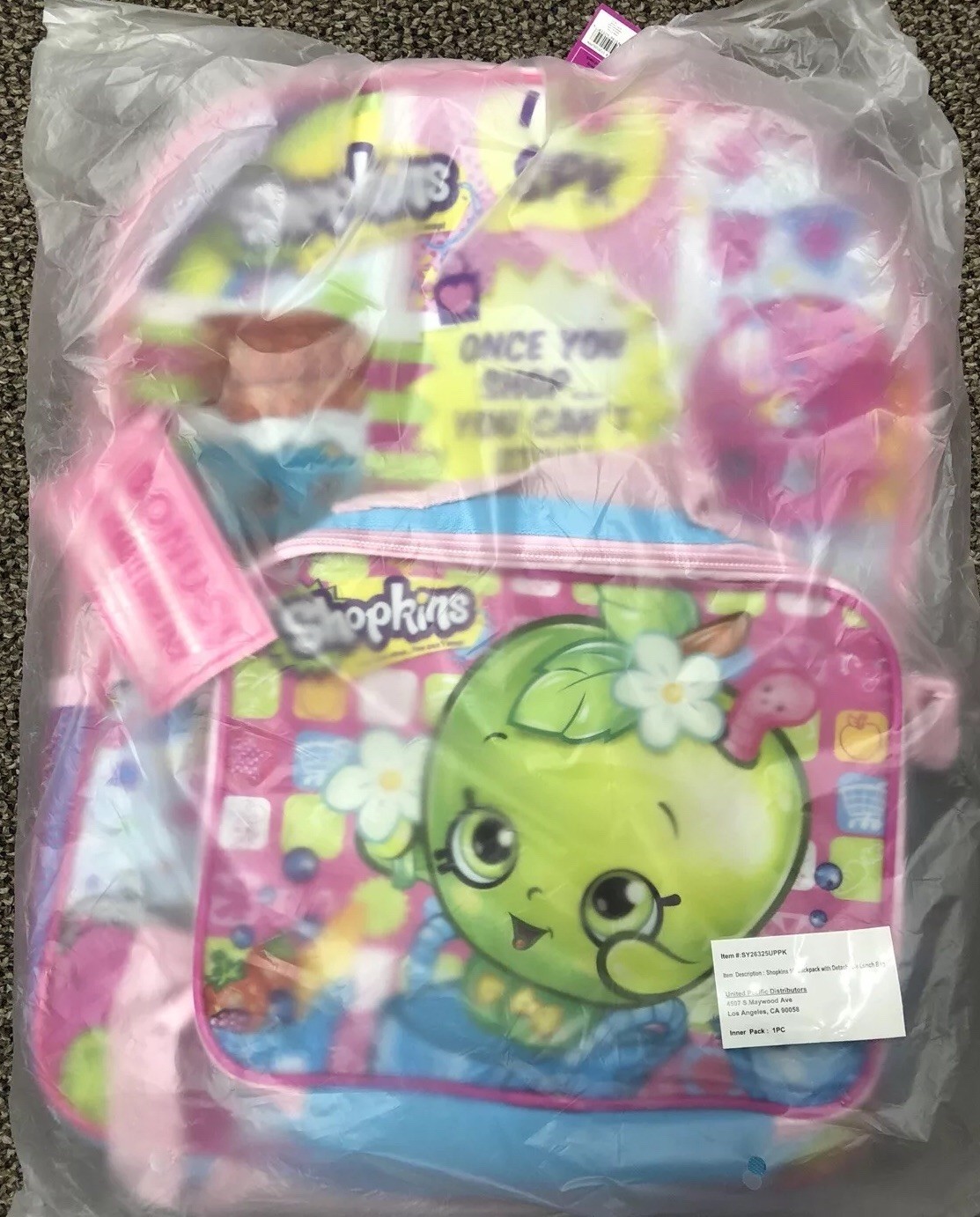 Shopkins Backpack For Kids With Detachable Lunch Pack + Zippered Pouch Bag 16”