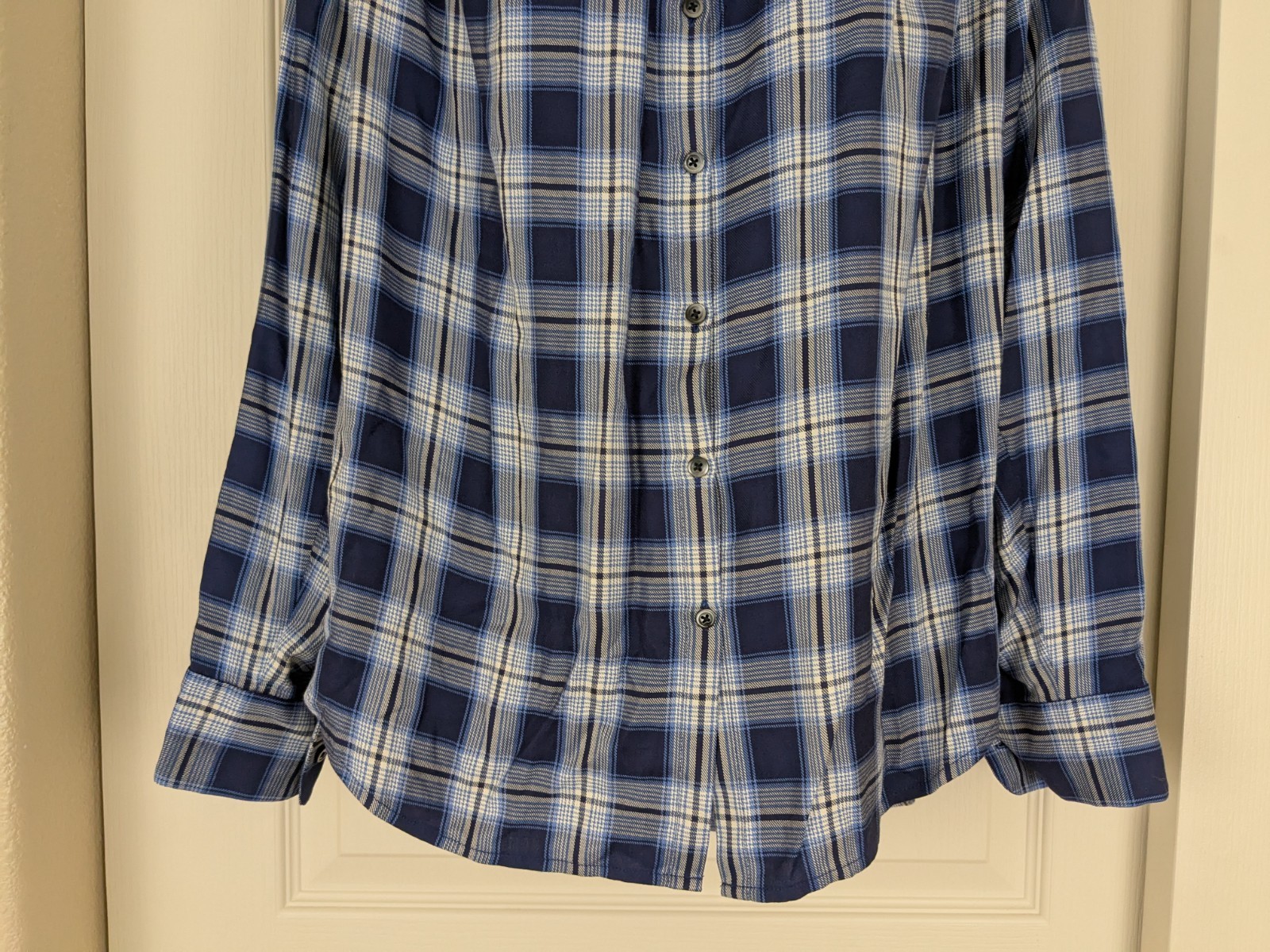 Madewell Button Up Plaid Shirt Size S Blue Long Sleeve Viscose Lightweight