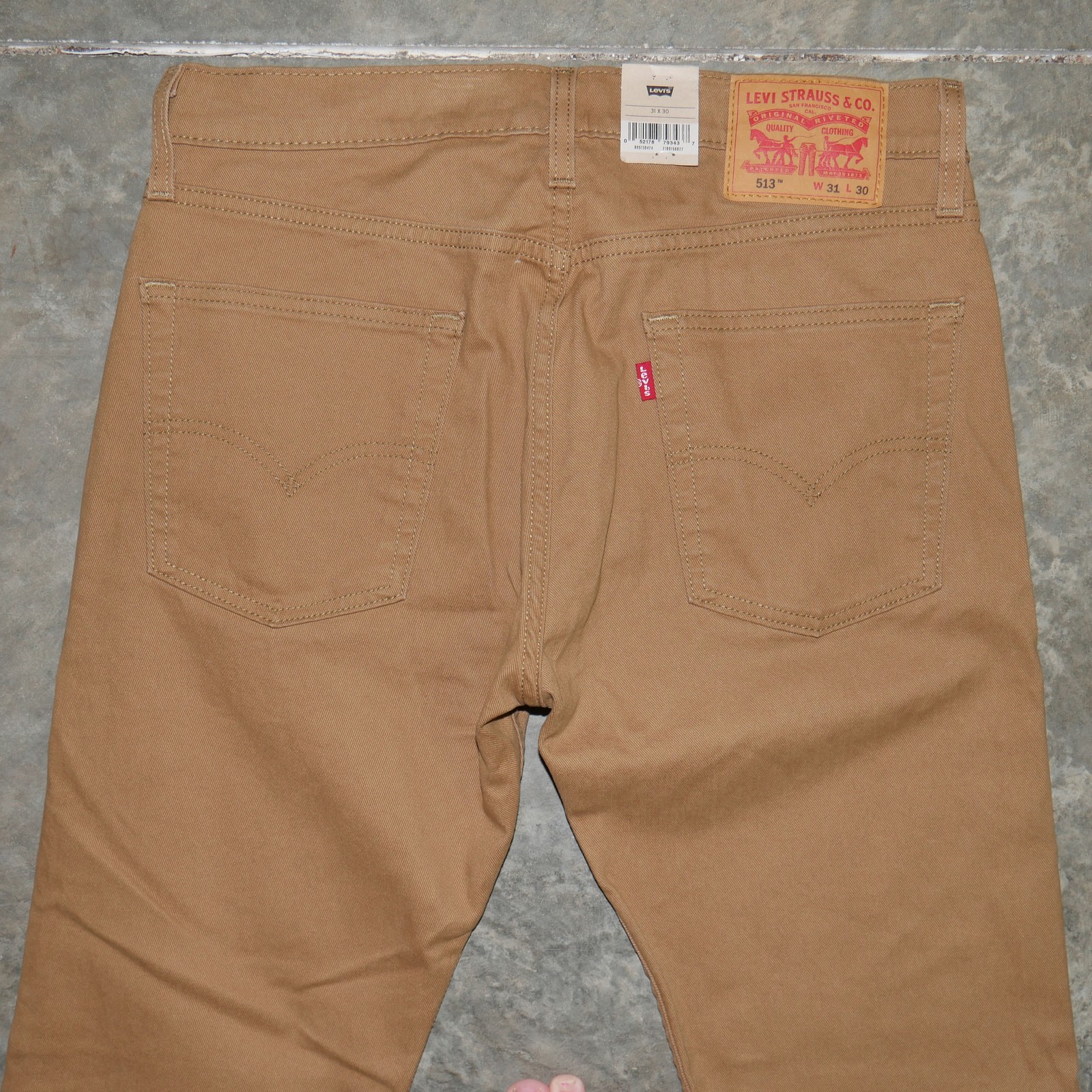 Levi’s 513 Mens Size 31X30 Slim Straight Jeans Caraway Brown Stretch Twill NWT