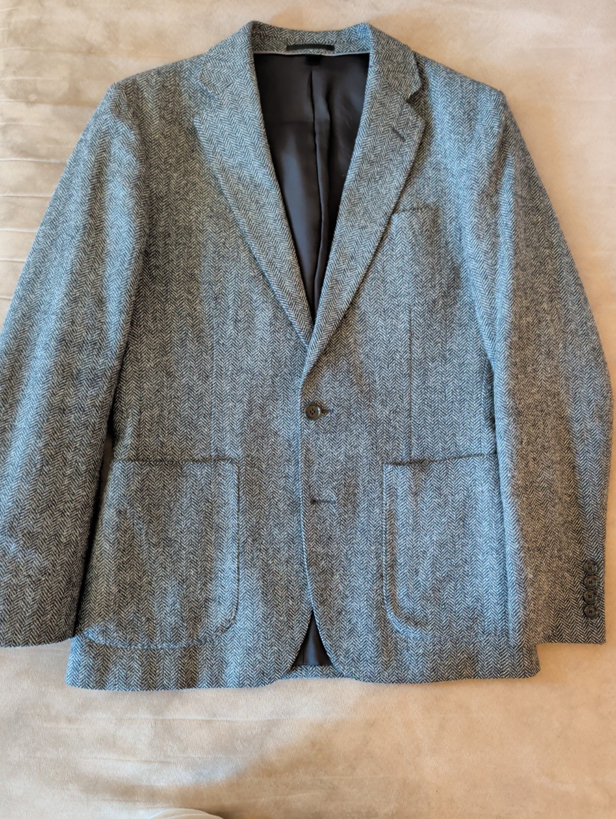 J Crew Ludlow Herringbone Tweed Grey Blazer 36S