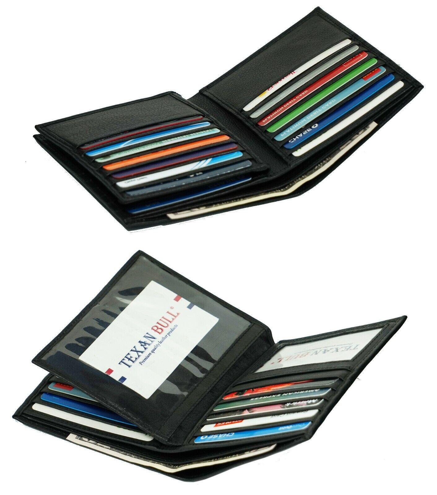 Men’s Genuine Leather Bifold Wallet Hipster Credit Card ID Holder RFID Blocking