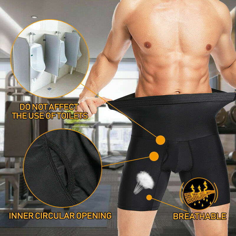 Men’s Compression High Waist Boxer Shorts Tummy Slim Body Shaper Girdle Pants US