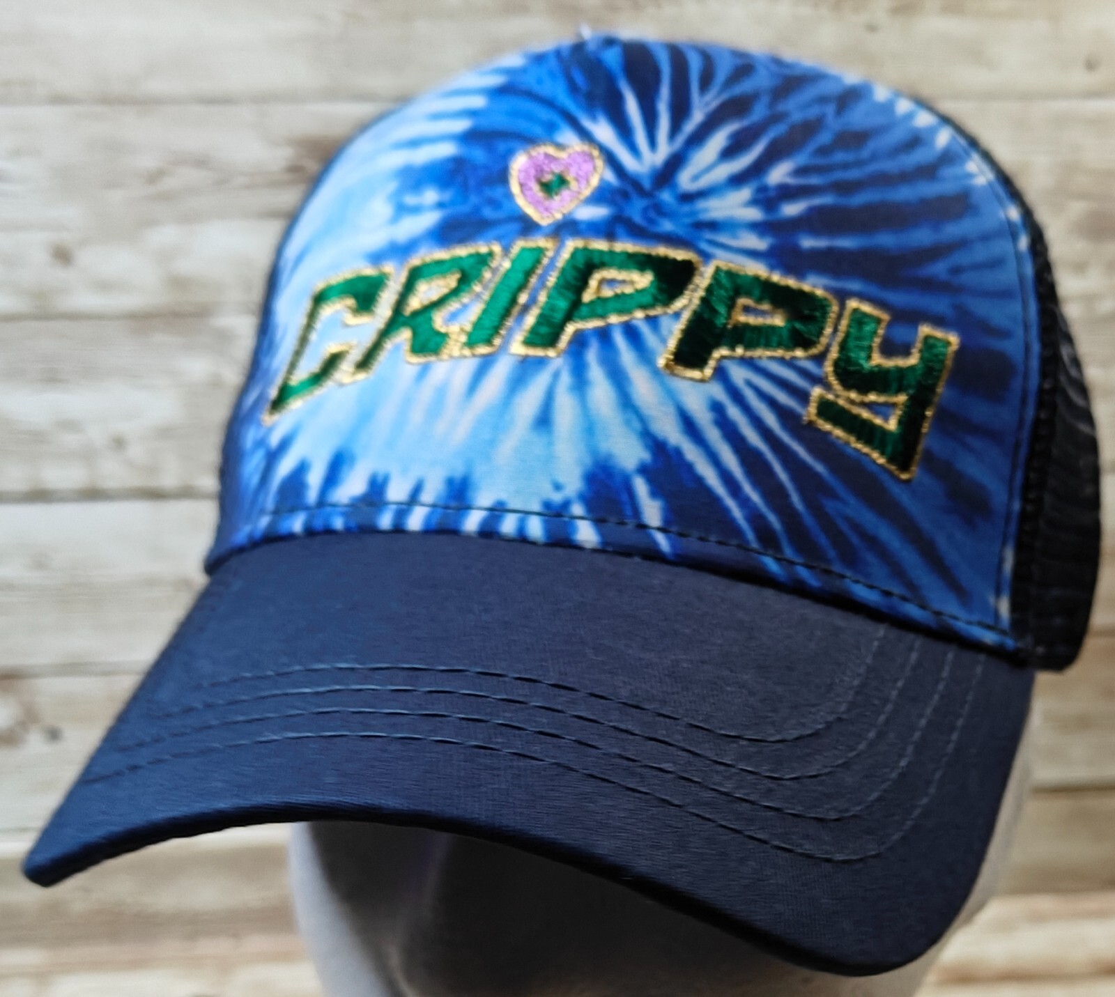 CRIPPY Snapback Colortone Mesh Trucker Adjustable Hat Blue Tie Dye NWT
