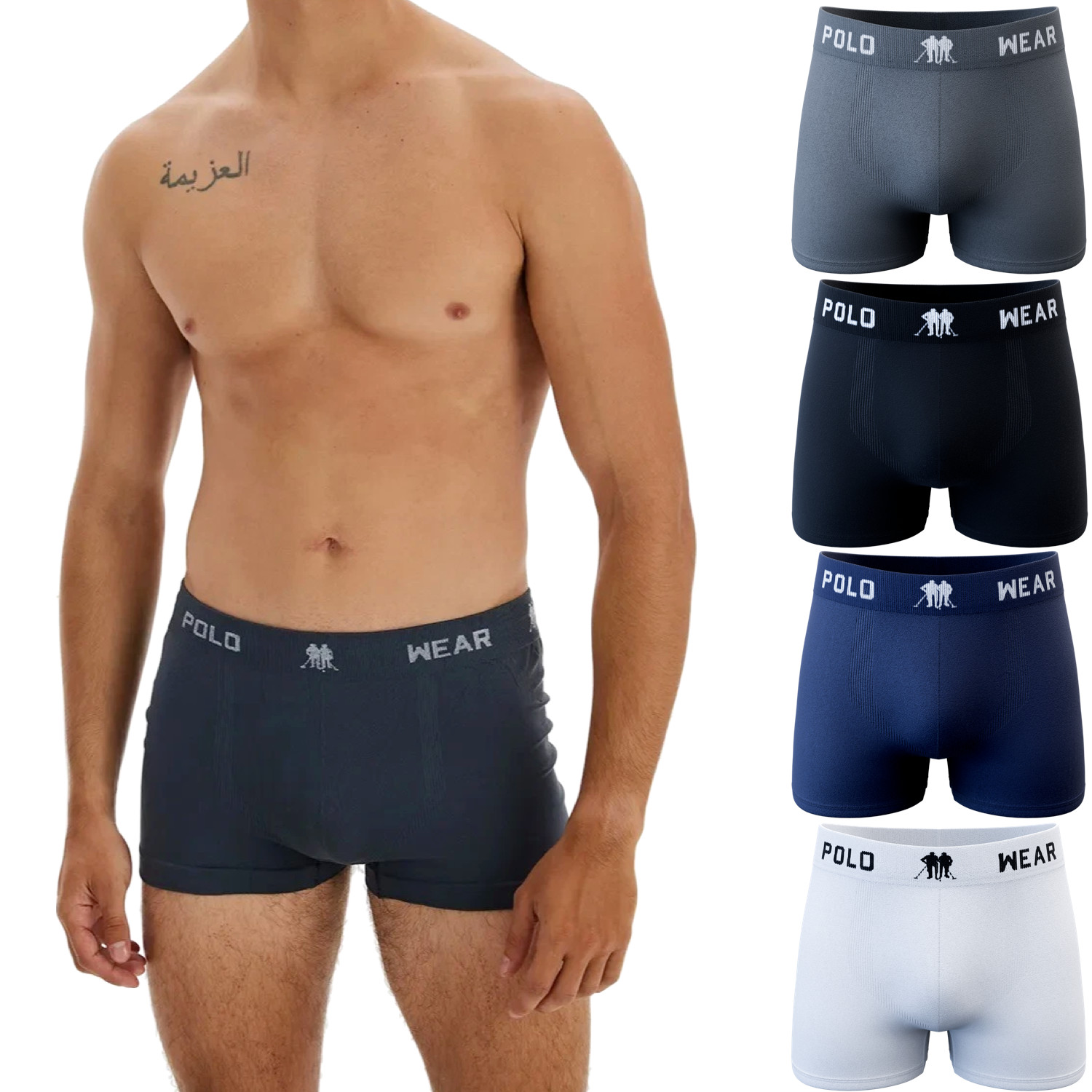 Polo Wear Men’s Underwear 6 Pack Seamless Boxer Briefs, Comfortable Stretch Fit