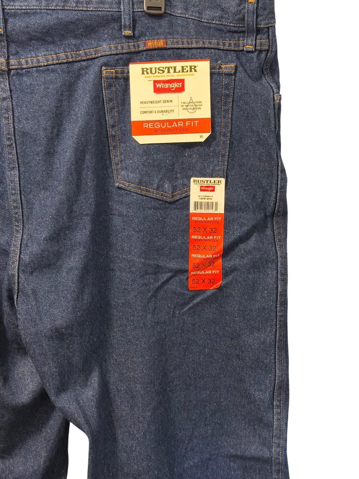 Rustler By Wrangler Mens Regular Fit Jeans 52×32 Blue Denim Jeans. NWT