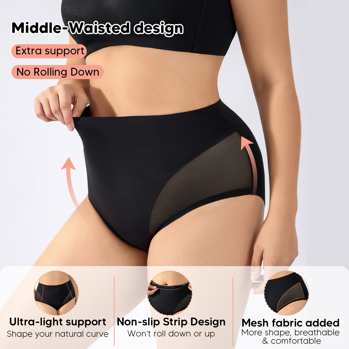 Plus Size Women’s Tummy Control Shapewear Underwear Seamless Body Shaper Panties