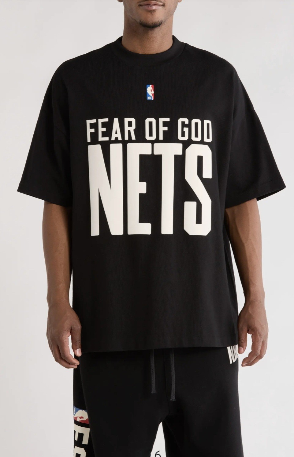 Men’s Brooklyn Nets Fear of God x NBA Black Classic Fit T-Shirt