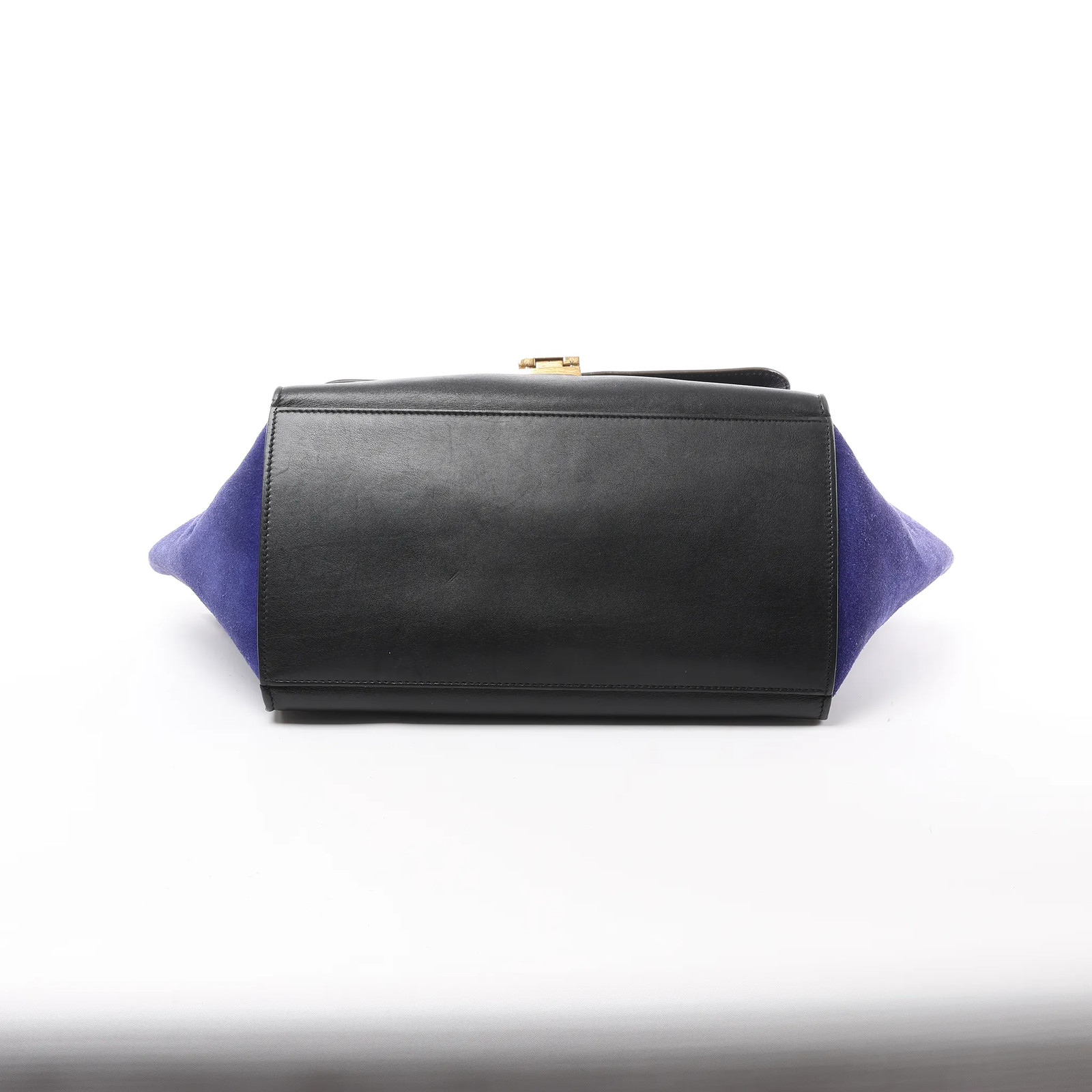 CELINE Trapeze Leather x Suede 2Way Handbag in Brown x Navy Blue x Black