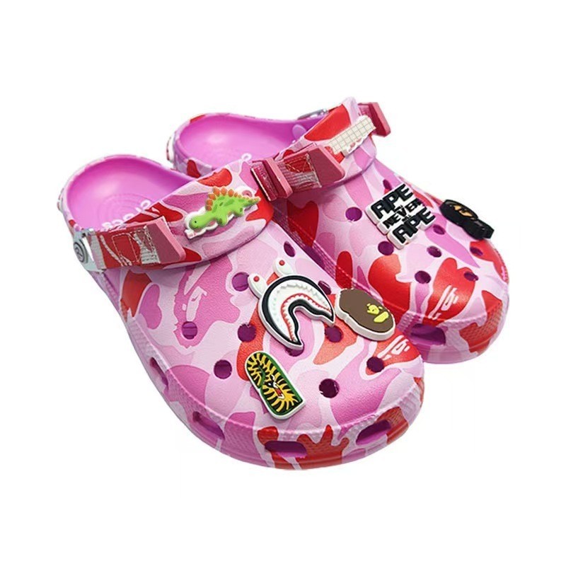 BAPE x Crocs ABC Pink Camo Clogs Men’s Size US Trend Streetwear