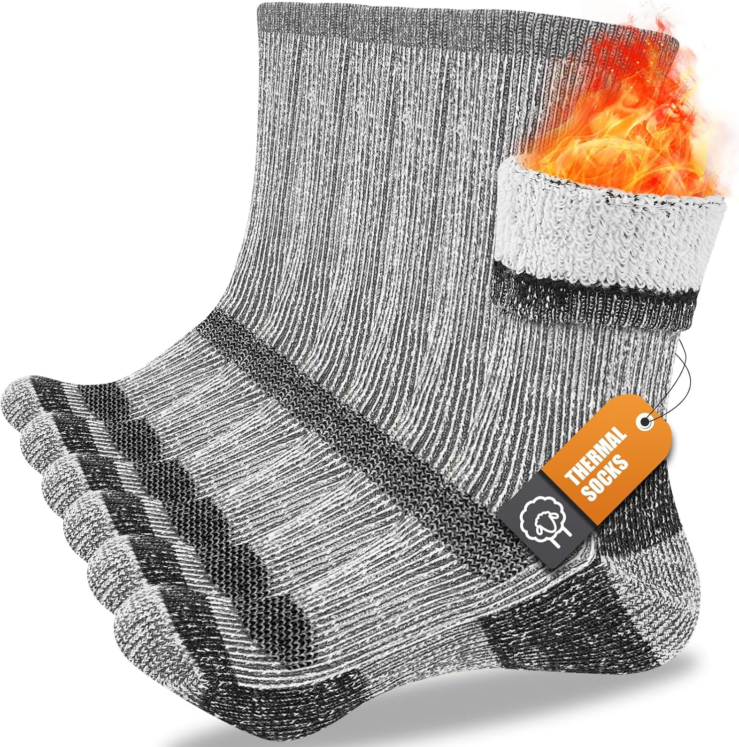 Merino Wool Thermal Socks for Men & Women, 3 Pairs Full Cushion Winter Boot