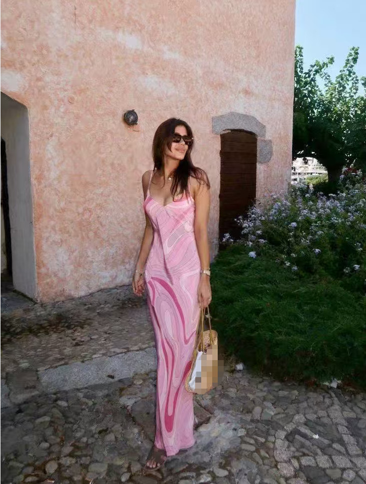 Emilio/ Pucci Silk Print Halter Dress