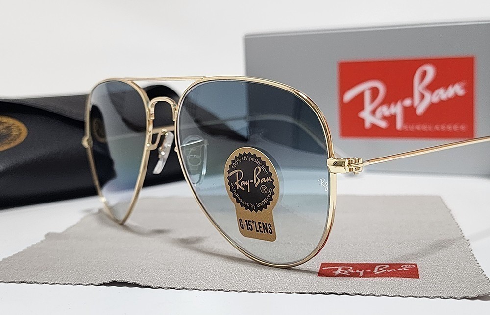 Ray-Ban RB3025 Aviator Sunglasses Gold Frame Blue Gradient Lens UV400