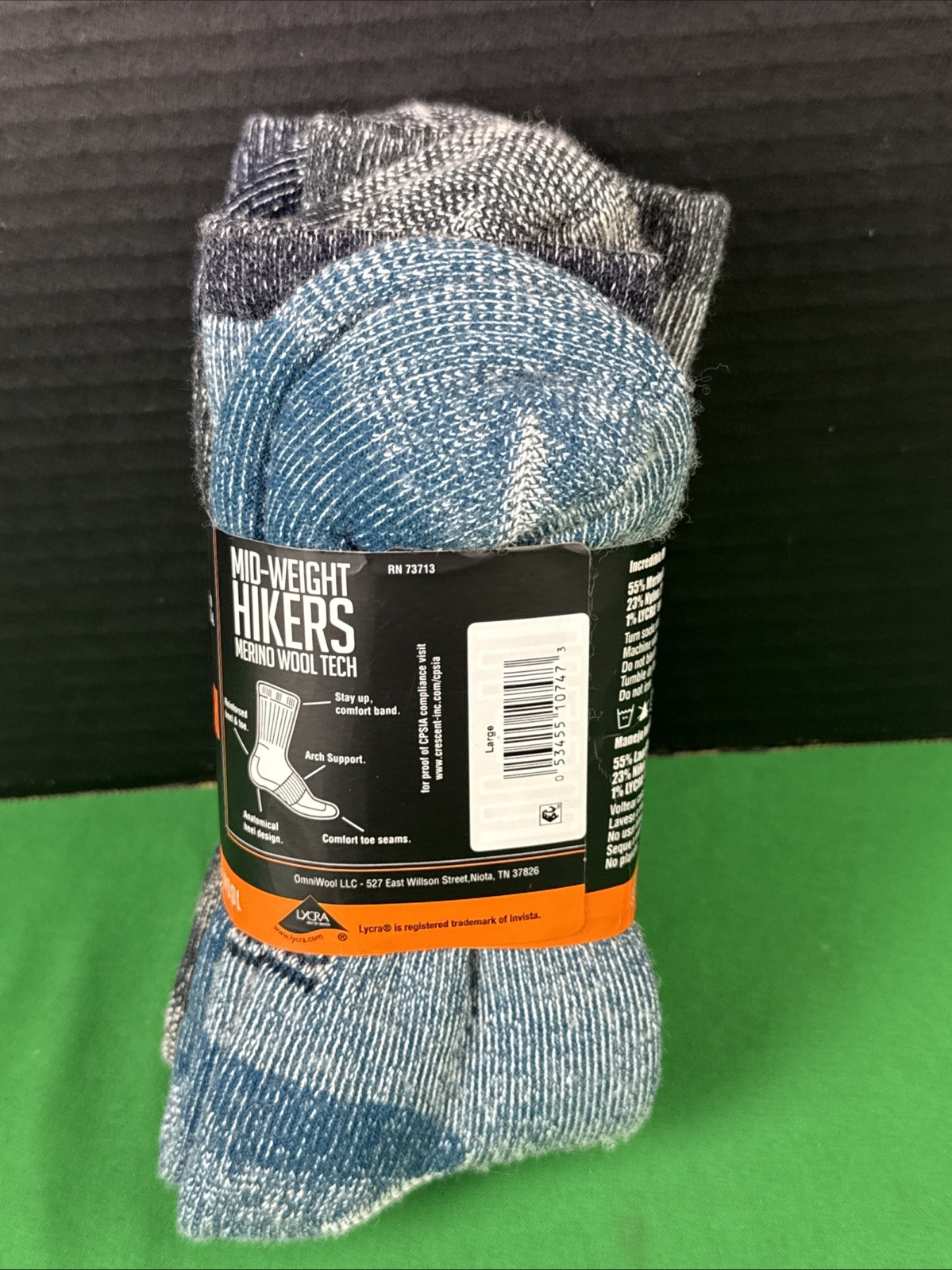 Omniwool 3-Pack Wool Tech Hiking Sock Size Large Basic Pack