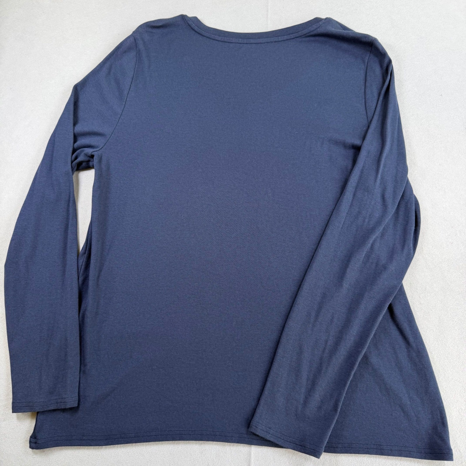 Eddie Bauer Womens XXL Navy Blue V-Neck Long Sleeve Cotton Modal T-Shirt Top