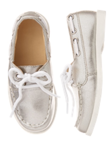 NWT Gymboree Shore To love Silver Boat Shoes 4,5,6,7,8,9,10,11,12,13,1,2 Girl