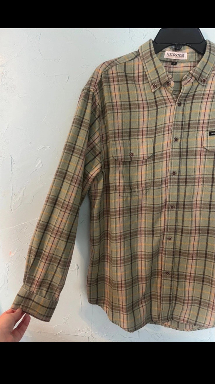 Fieldstone L Flannel Button Up Shirt Long Sleeve Men’s Large