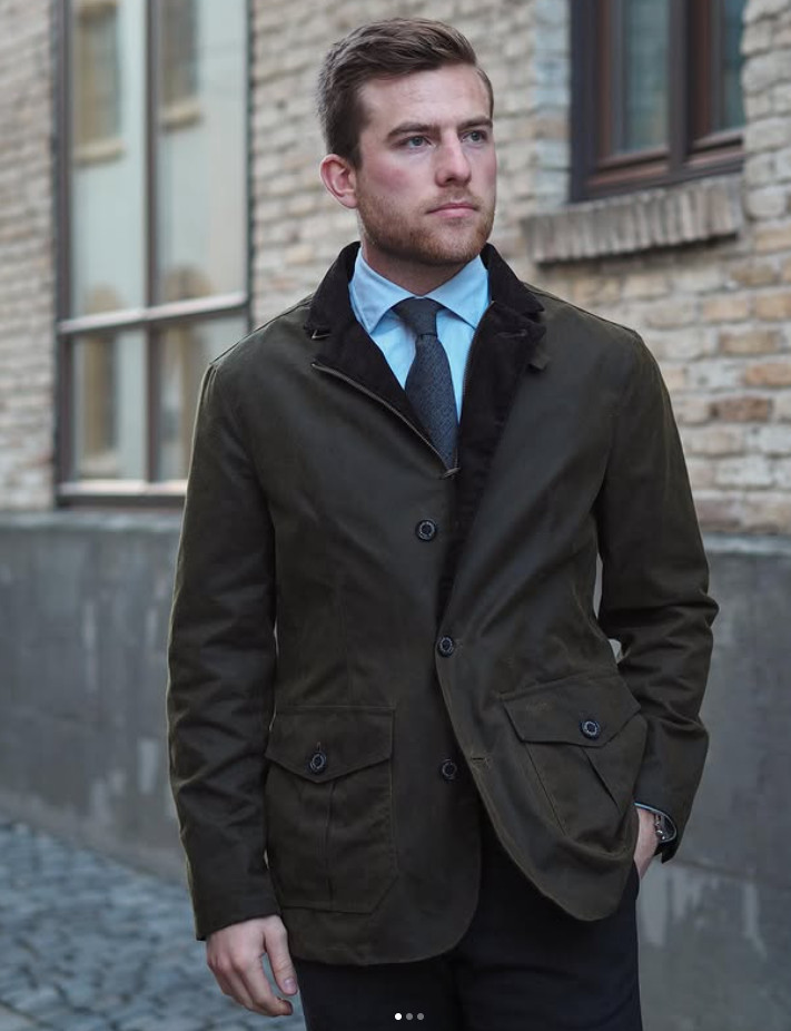 BARBOUR LUTZ Waxed Jacket Olive Rugged Sophistication MSRP$520 British Luxury