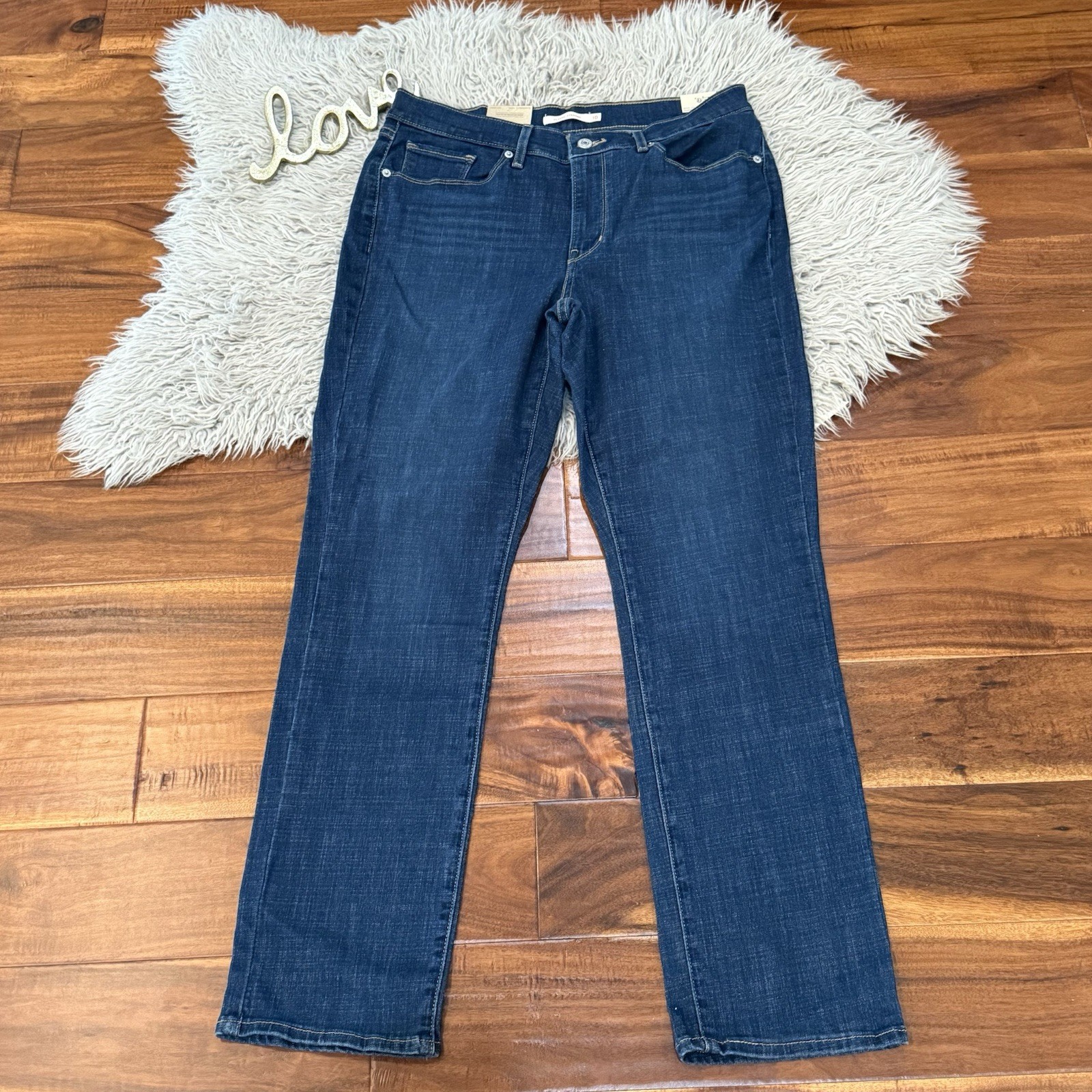 Levis Womens Classic Straight Leg Jeans 10 30 Lapis Dark Horse Medium Wash New