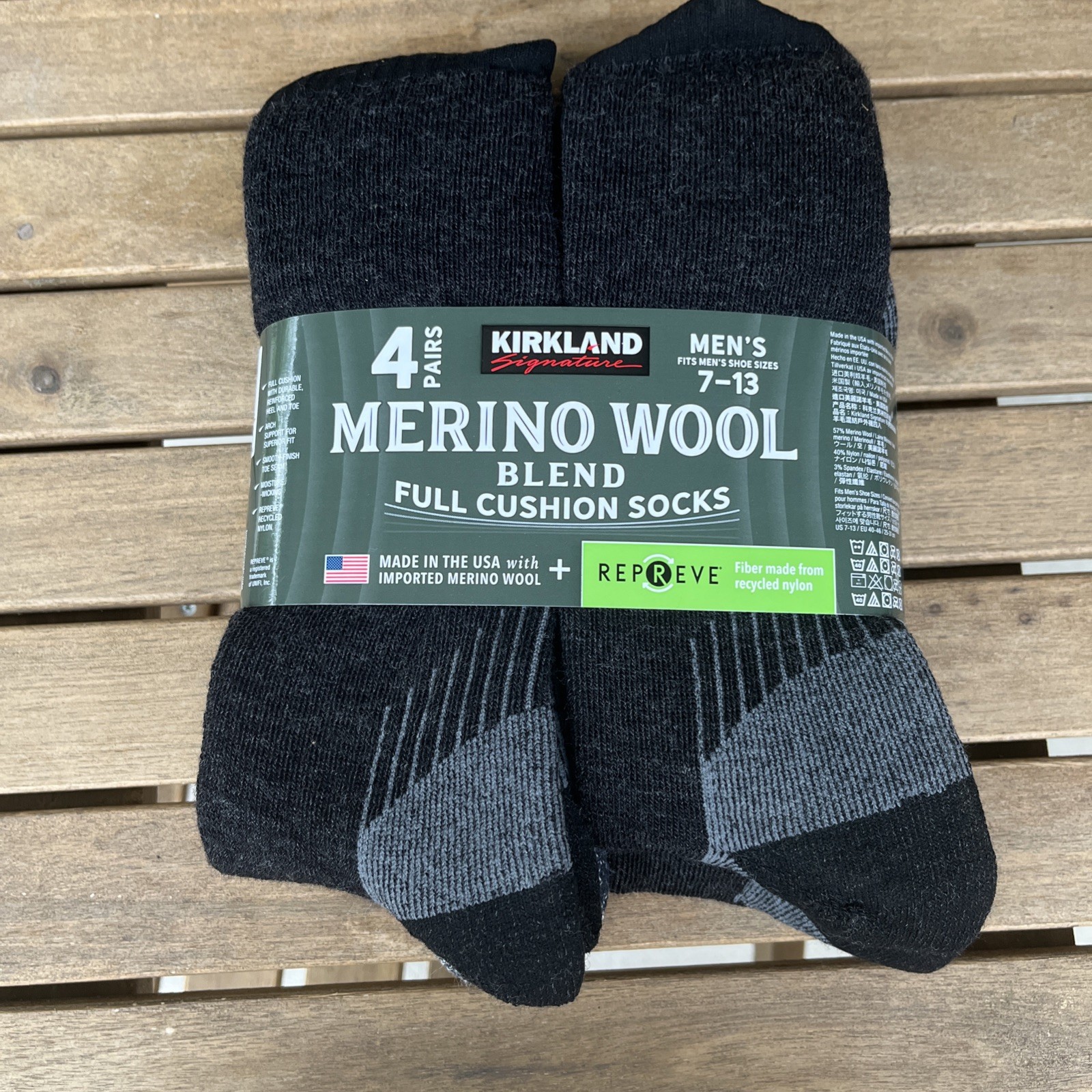 Men’s Kirkland Merino Wool Sock, 4 Pair