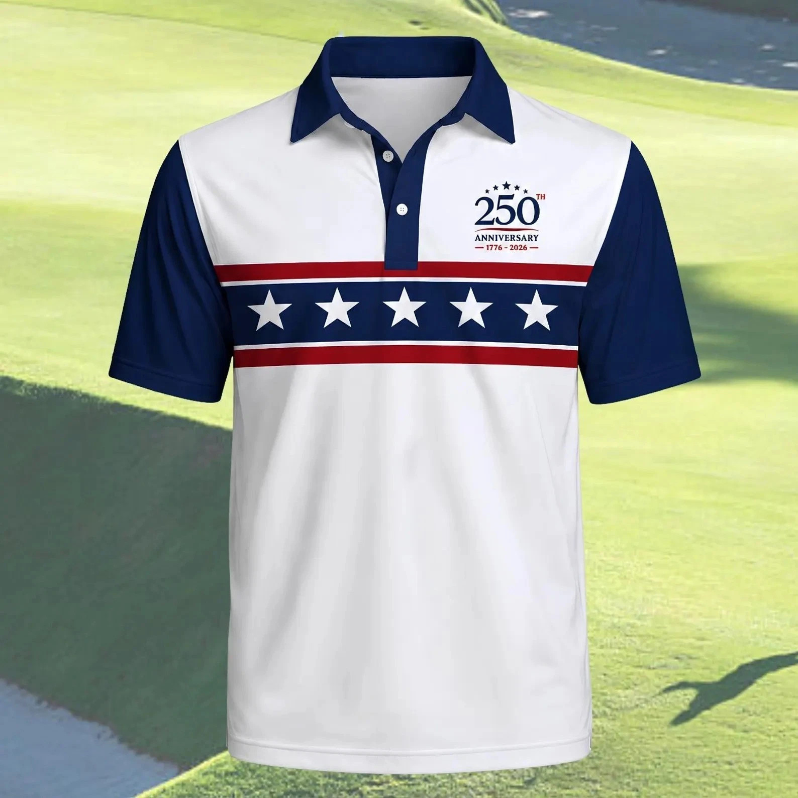 250th Anniversary America 1776-2026 Golf Shirt Patriotic Golf Polo Shirt For Men